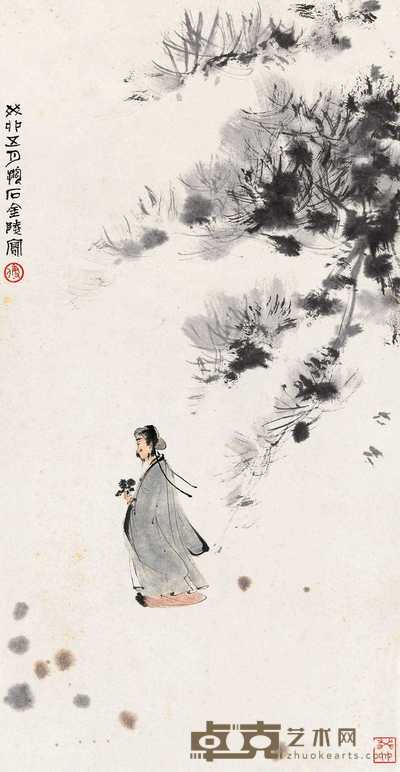傅抱石 1963年作 采菊东篱下 镜心 65.5×34cm